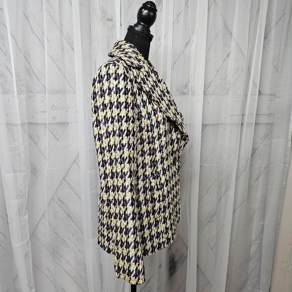 Etcetera Blue Multicolor Tweed Herringbone Single Breasted Blazer Size 4 - Picture 5 of 13